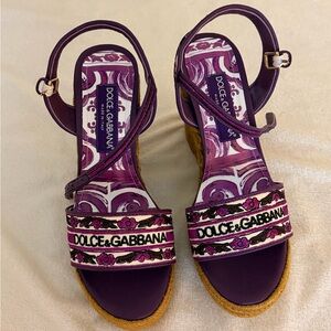Dolce & Gabbana Purple Embroidered Sandals
